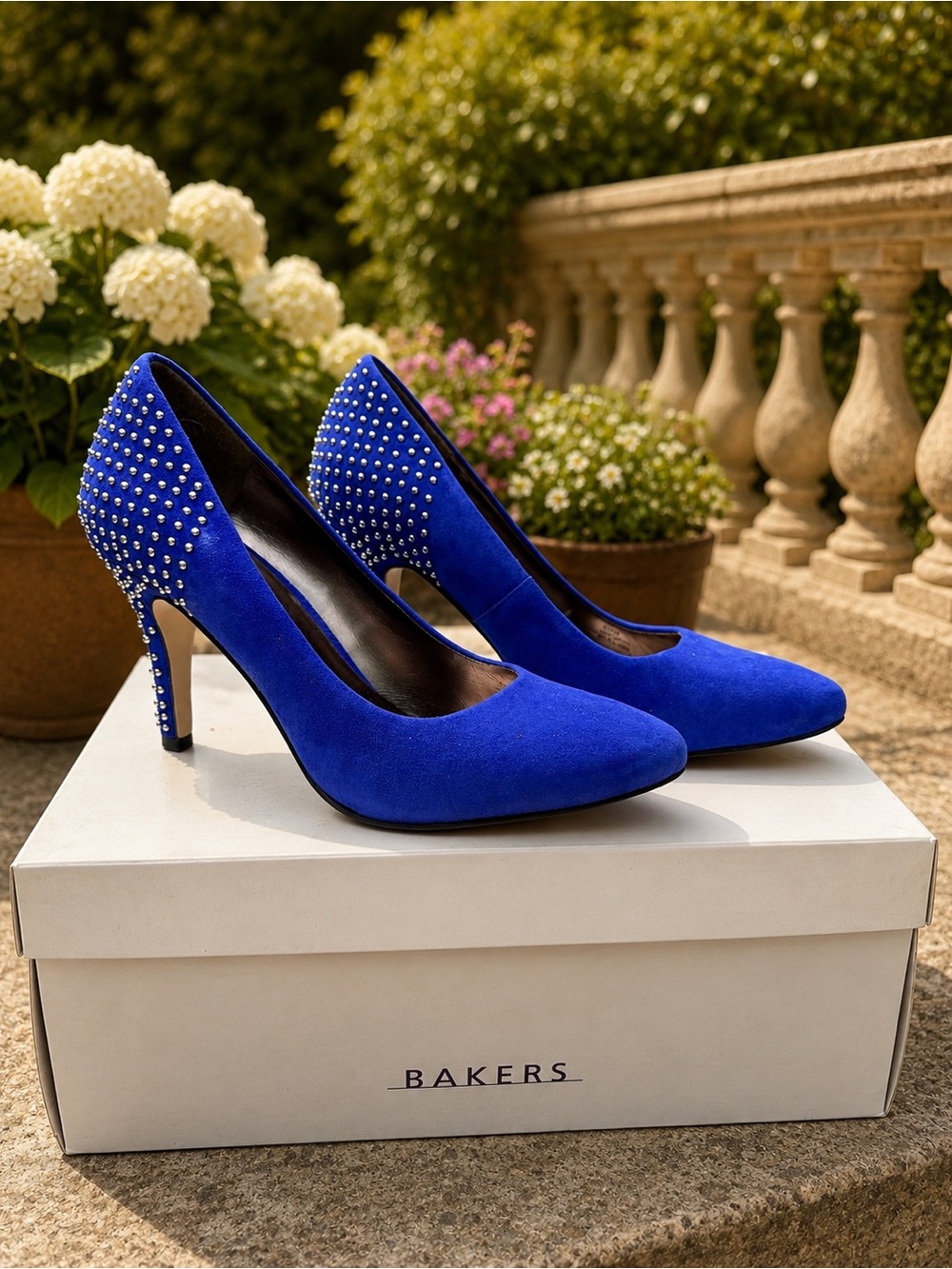 Reba Royal Blue Suede Crystal Heel Pumps